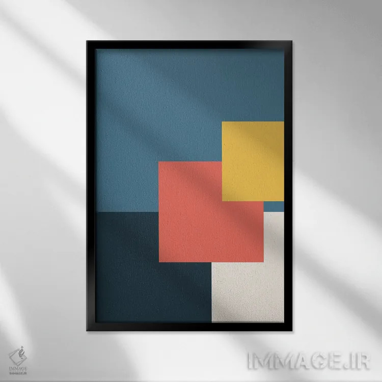 تابلو انتزاعی شادی هندسی انتزاعی ۲ اثر جی استنلی - نمای قابدار مشکی