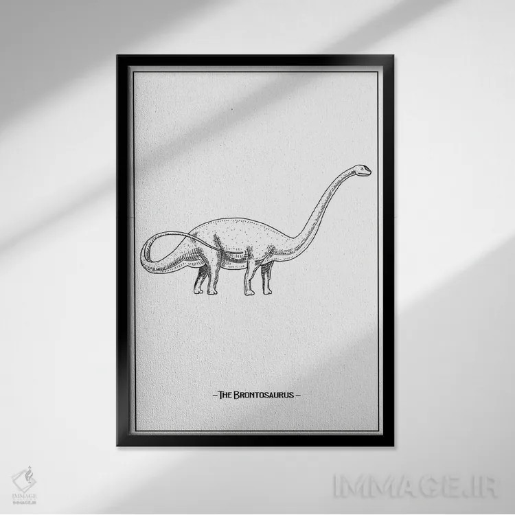 تابلو دکوراتیو برنتوسور اثر جی استنلی - نمای قابدار مشکی