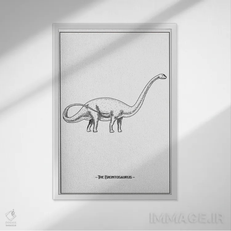 تابلو دکوراتیو برنتوسور اثر جی استنلی - نمای قابدار سفید