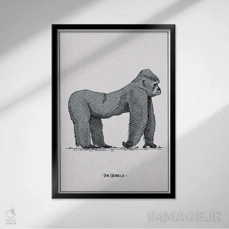 تابلو دکوراتیو گوریل اثر جی استنلی - نمای قابدار مشکی