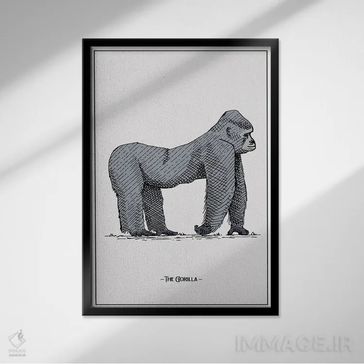 تابلو دکوراتیو گوریل اثر جی استنلی - نمای قابدار مشکی