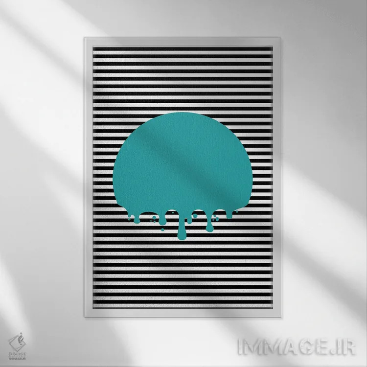 تابلو مینیمال ماه در حال ذوب شدن اثر جی استنلی - نمای قابدار سفید