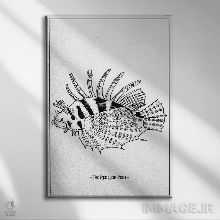 تابلو دکوراتیو ماهی شیر قرمز اثر جی استنلی - نمای روبهرو روی دیوار