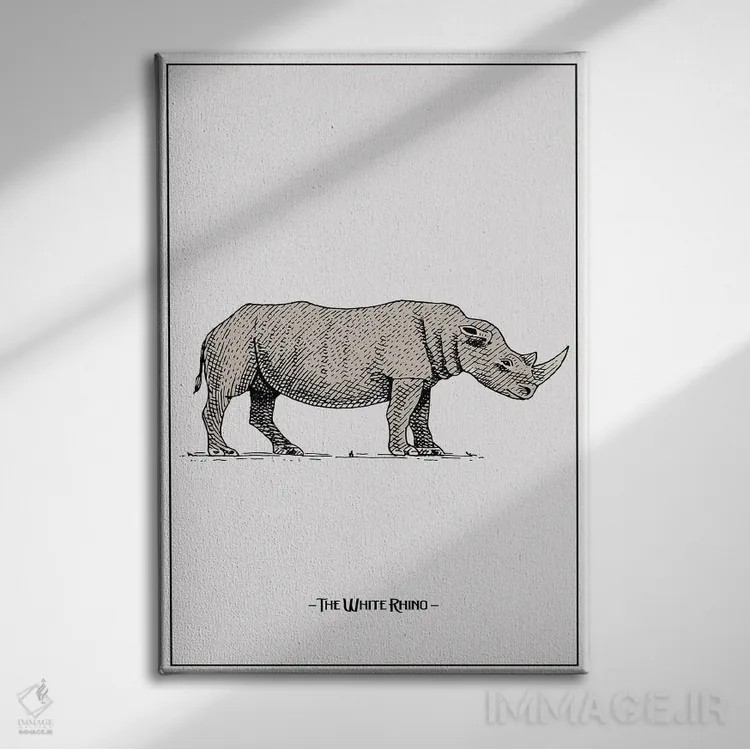 تابلو دکوراتیو کرگدن سفید اثر جی استنلی - نمای روبهرو روی دیوار