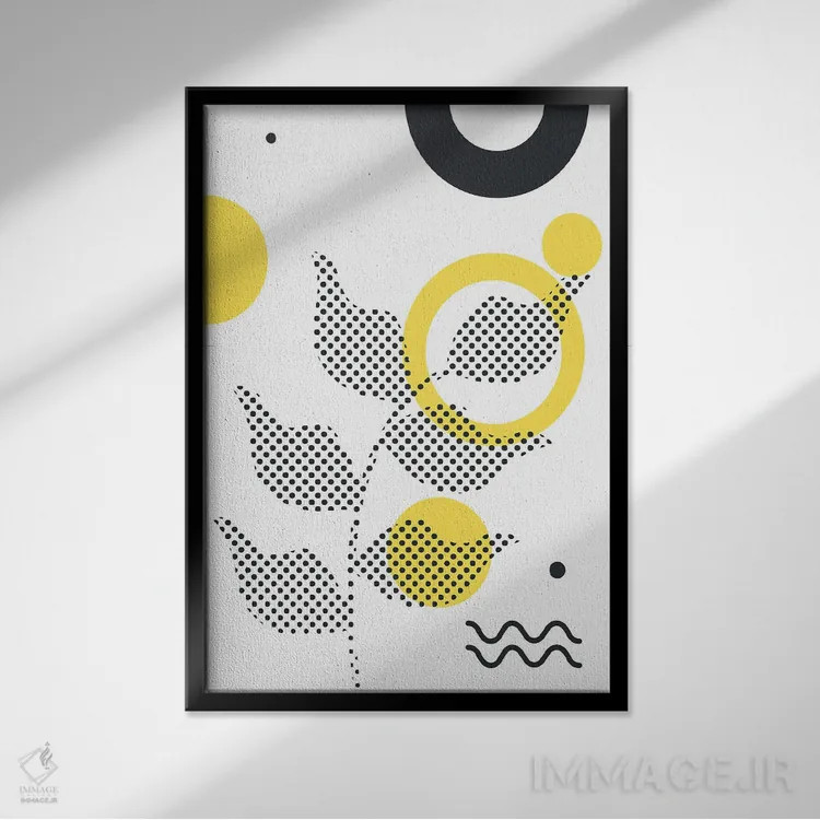 تابلو انتزاعی اشکال نیم تنی انتزاعی ۴ اثر جی استنلی - نمای قابدار مشکی