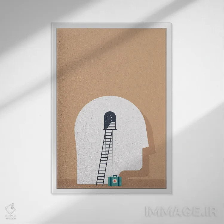 تابلو مینیمال به سوی نجات اثر جی استنلی - نمای قابدار سفید