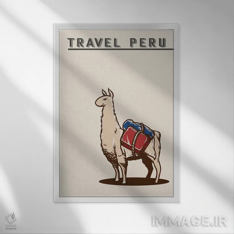 تابلو مینیمال سفر به پرو اثر جی استنلی - نمای قابدار سفید