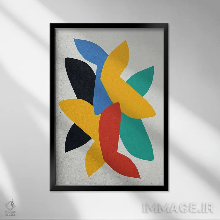 تابلو انتزاعی پرندگان انتزاعی اثر جی استنلی - نمای قابدار مشکی