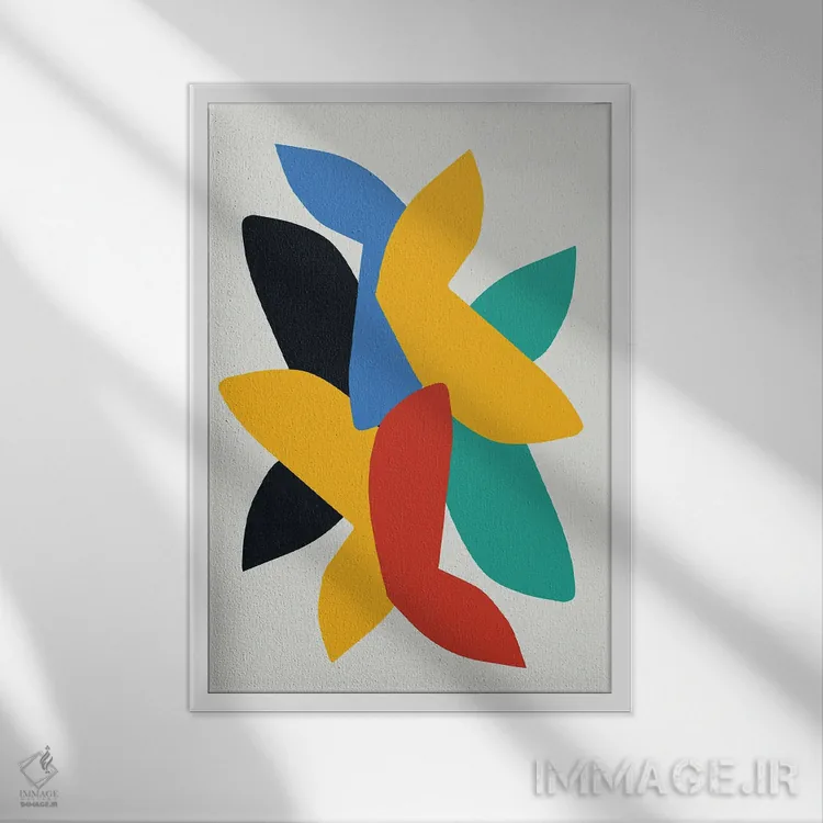 تابلو انتزاعی پرندگان انتزاعی اثر جی استنلی - نمای قابدار سفید