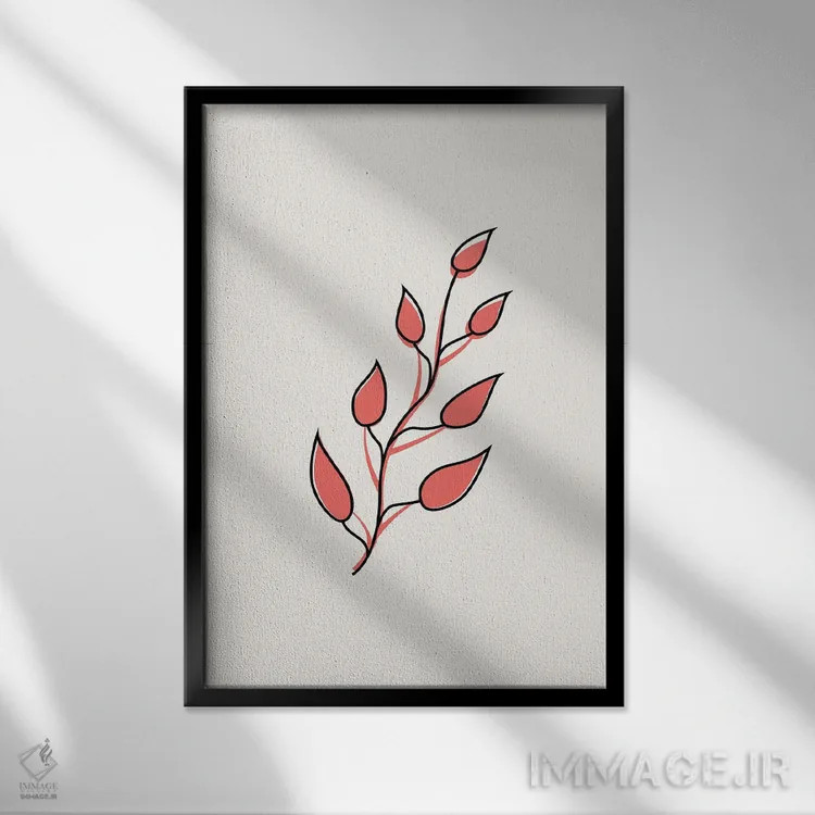 تابلو مینیمال برگ های استوایی انتزاعی II اثر جی استنلی - نمای قابدار مشکی