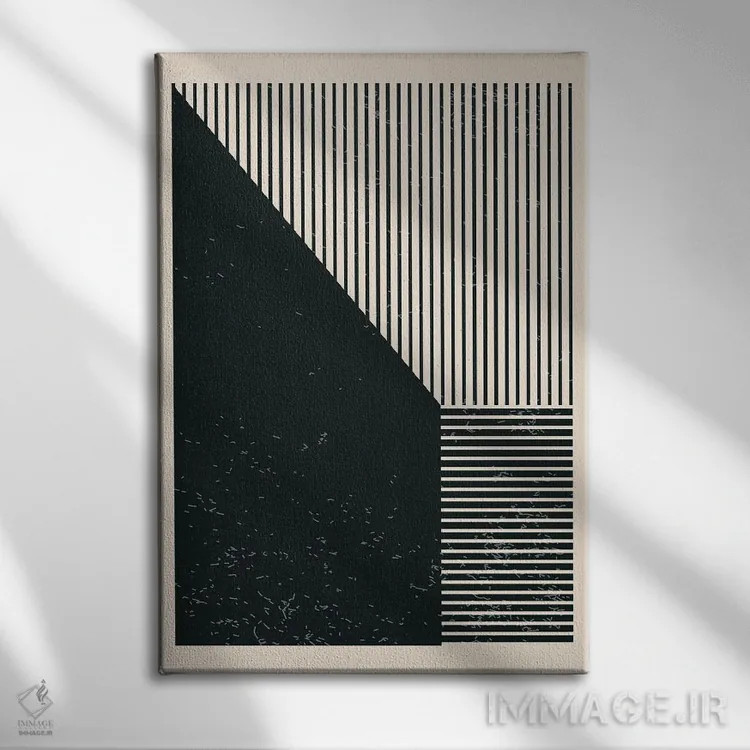 تابلو مینیمال اشکال هندسی سیاه و سفید III اثر جی استنلی - نمای روبهرو روی دیوار