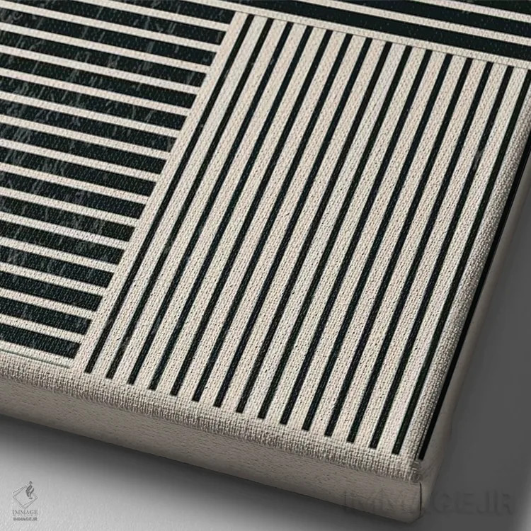 تابلو مینیمال اشکال هندسی سیاه و سفید IV اثر جی استنلی - نمای نزدیک بافت بوم