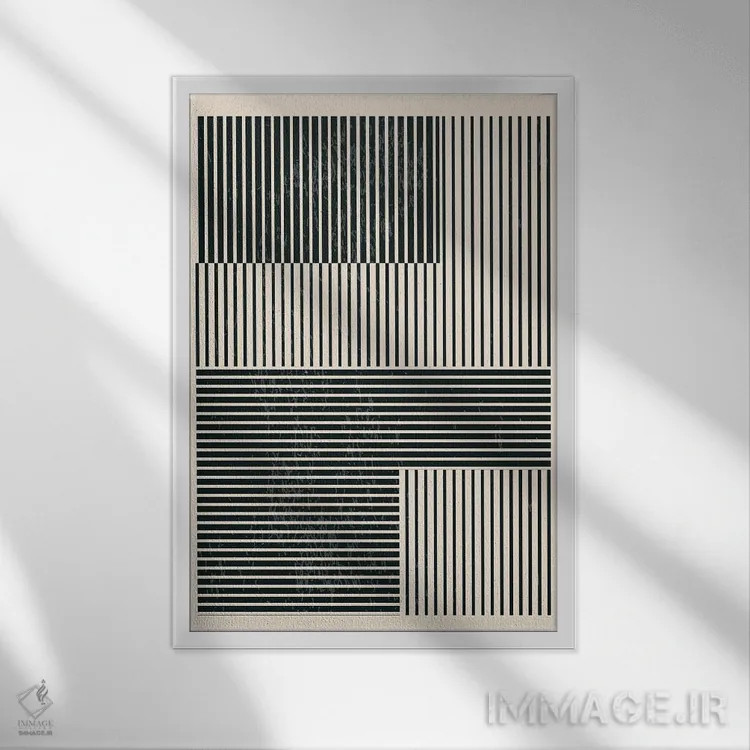 تابلو مینیمال اشکال هندسی سیاه و سفید IV اثر جی استنلی - نمای قابدار سفید