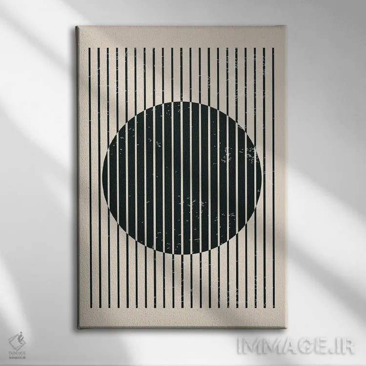 تابلو مینیمال اشکال هندسی سیاه و سفید I اثر جی استنلی - نمای روبهرو روی دیوار