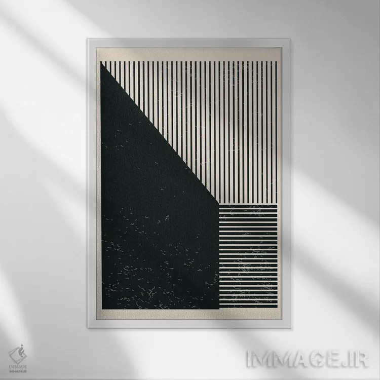 تابلو مینیمال اشکال هندسی سیاه و سفید III اثر جی استنلی - نمای قابدار سفید