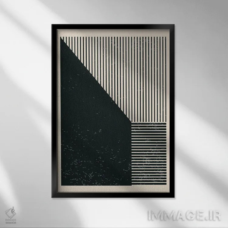 تابلو مینیمال اشکال هندسی سیاه و سفید III اثر جی استنلی - نمای قابدار مشکی