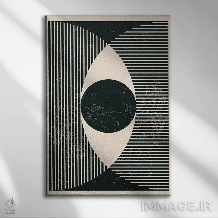 تابلو انتزاعی اشکال هندسی سیاه و سفید II اثر جی استنلی - نمای روبهرو روی دیوار