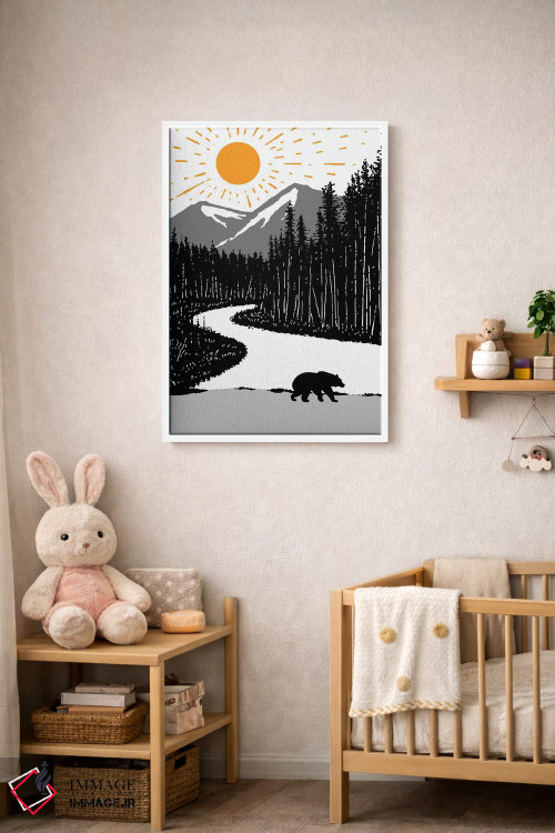 تابلو دکوراتیو خرس کنار رودخانه اثر جی استنلی - D4W