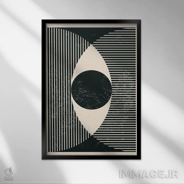 تابلو انتزاعی اشکال هندسی سیاه و سفید II اثر جی استنلی - نمای قابدار مشکی