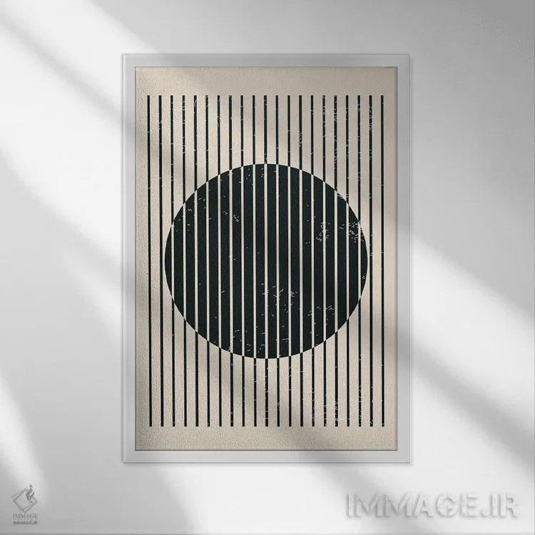 تابلو مینیمال اشکال هندسی سیاه و سفید I اثر جی استنلی - نمای قابدار سفید