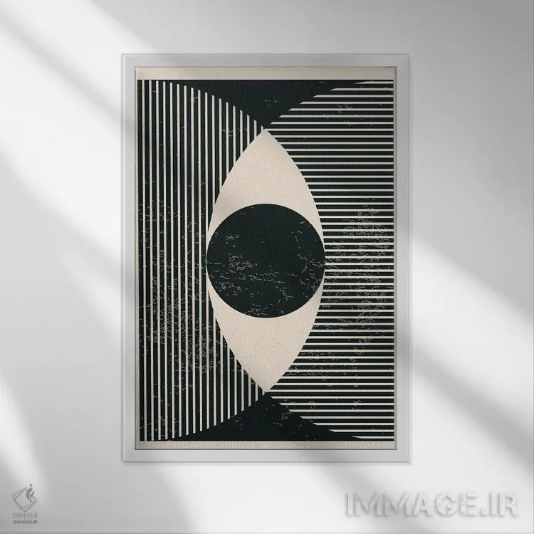 تابلو انتزاعی اشکال هندسی سیاه و سفید II اثر جی استنلی - نمای قابدار سفید