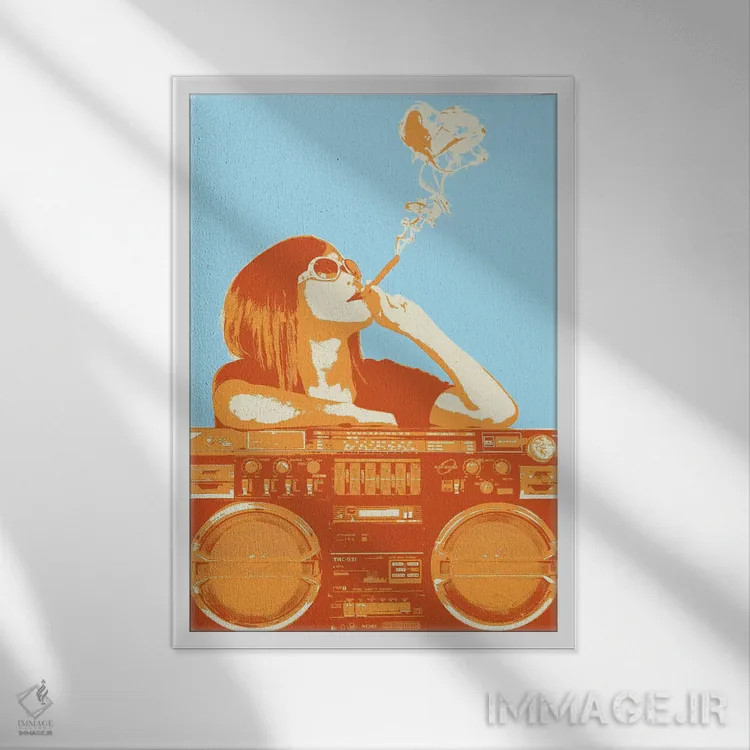 تابلو دکوراتیو کام بگیر و پاس بده اثر استیز - نمای قابدار سفید