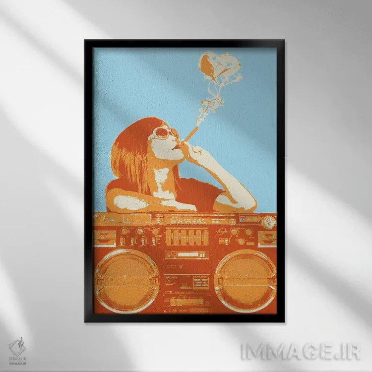 تابلو دکوراتیو کام بگیر و پاس بده اثر استیز - نمای قابدار مشکی