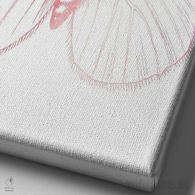 تابلو مینیمال پروانه صورتی III اثر سوزان بال - نمای نزدیک بافت بوم