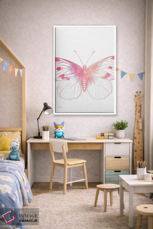تابلو مینیمال پروانه صورتی III اثر سوزان بال - D1W