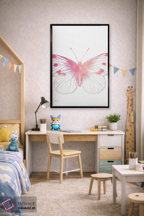 تابلو مینیمال پروانه صورتی III اثر سوزان بال - D2B