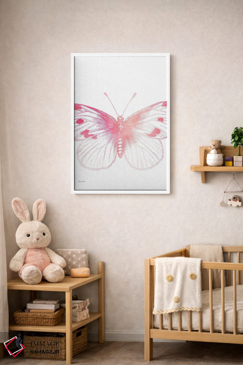 تابلو مینیمال پروانه صورتی III اثر سوزان بال - D3W