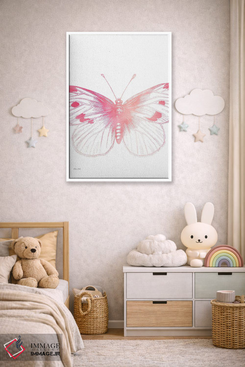 تابلو مینیمال پروانه صورتی III اثر سوزان بال - D4W