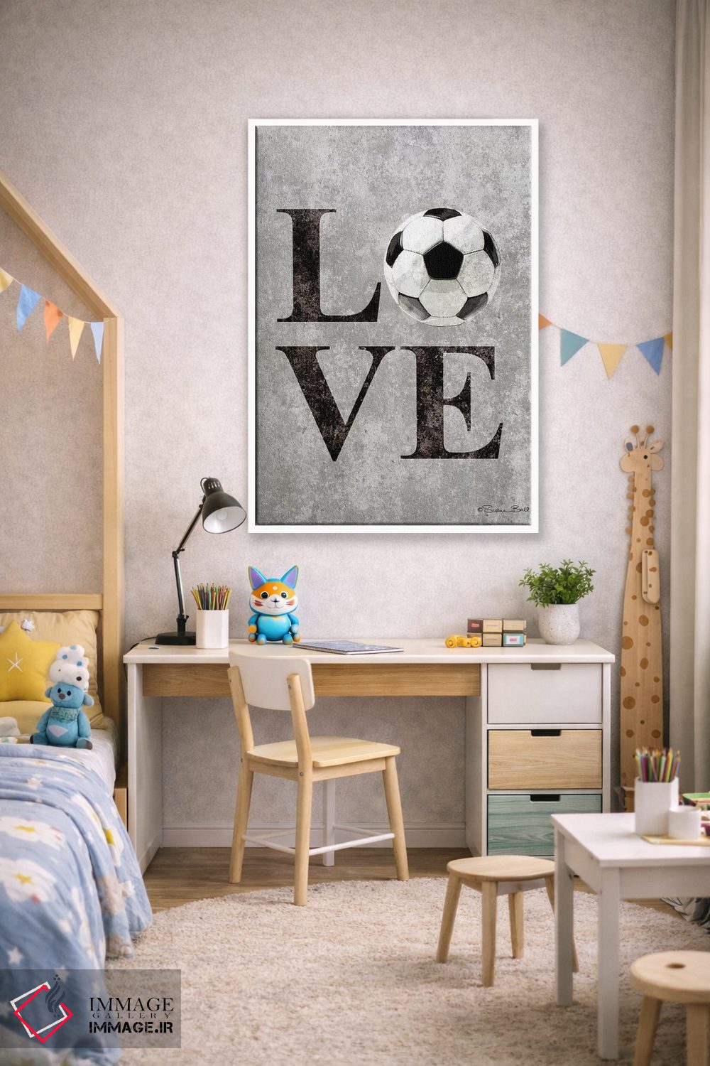 تابلو دکوراتیو عشق به فوتبال اثر سوزان بال - D1W