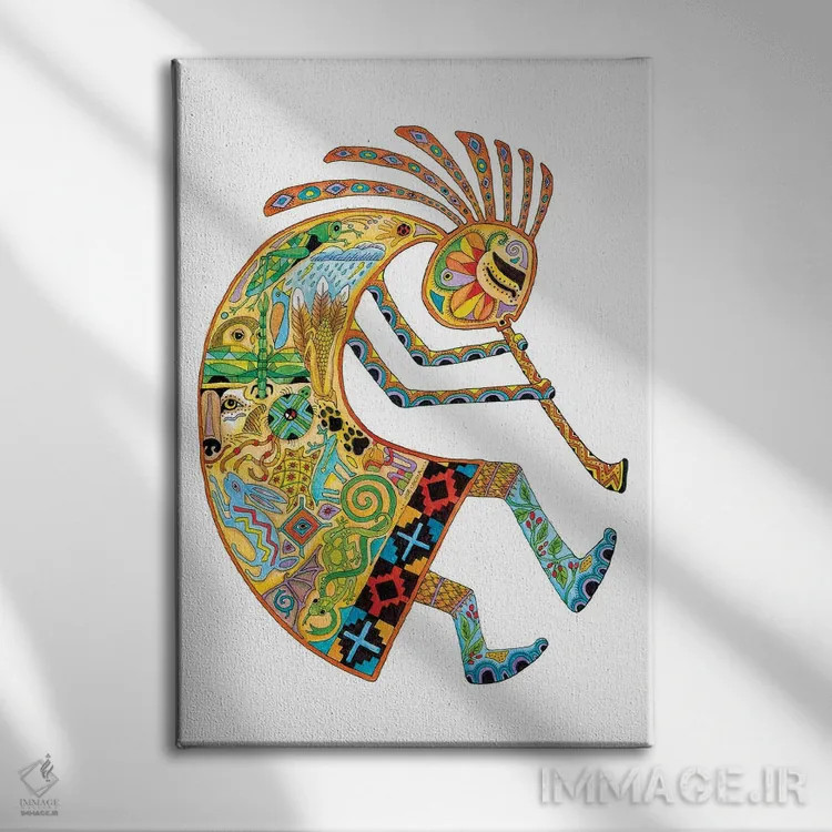 تابلو دکوراتیو کوکوپلی اثر سو کاکیا - نمای روبهرو روی دیوار