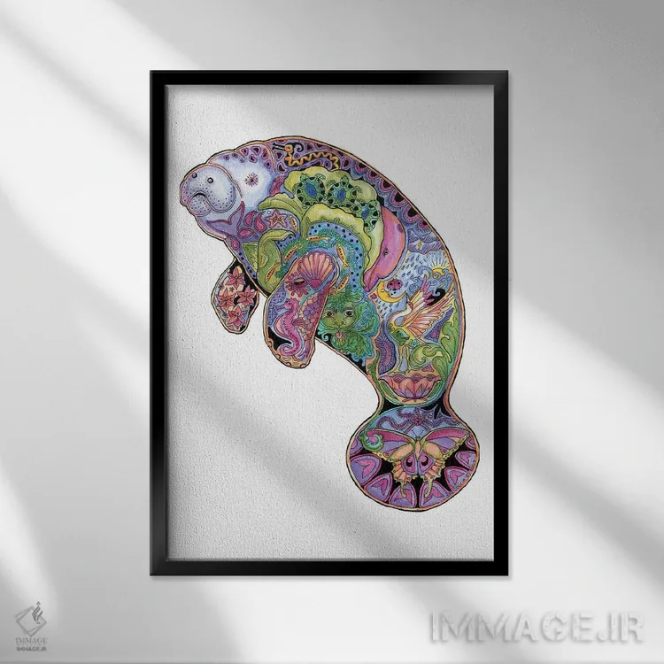 تابلو دکوراتیو گاونهنگ دریایی اثر سو کاکیا - نمای قابدار مشکی