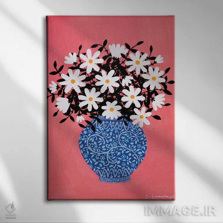 تابلو دکوراتیو گل مینای چمنی اثر سیان سامرحیز - نمای روبهرو روی دیوار