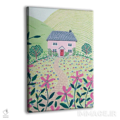 تابلو دکوراتیو کلبه صورتی اثر سیان سامرحیز - نمای پرسپکتیو محصول