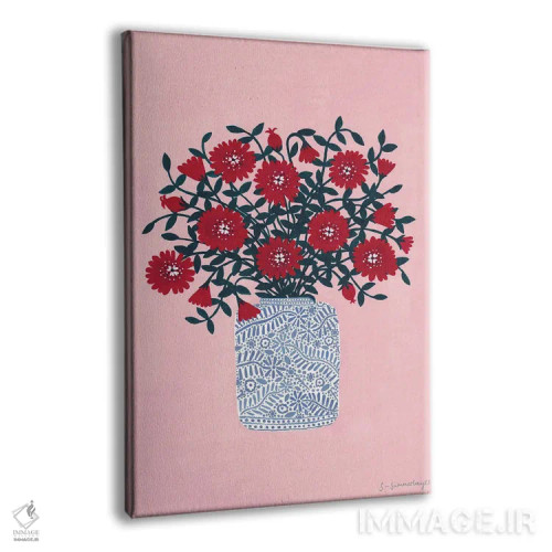 تابلو دکوراتیو گل های قرمز اثر سیان سامرحیز - نمای پرسپکتیو محصول