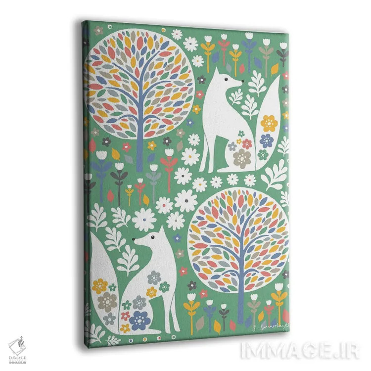 تابلو مینیمال روباه های اسکانباوراوی اثر سیان سامرحیز - نمای پرسپکتیو محصول