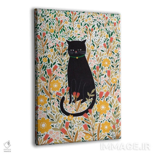 تابلو دکوراتیو چمنزار گربه اثر سیان سامرحیز - نمای پرسپکتیو محصول