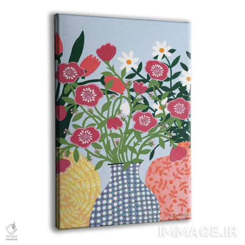 تابلو مینیمال سه گلدان اثر سیان سامرحیز - نمای پرسپکتیو محصول