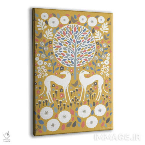 تابلو مینیمال سگ های تازی اسکانباوراوی اثر سیان سامرحیز - نمای پرسپکتیو محصول