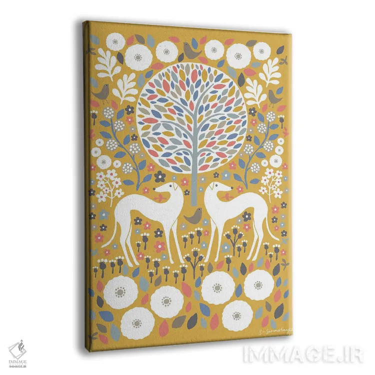 تابلو مینیمال سگ های تازی اسکانباوراوی اثر سیان سامرحیز - نمای پرسپکتیو محصول