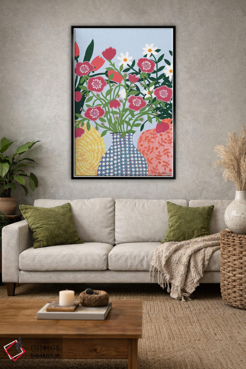 تابلو مینیمال سه گلدان اثر سیان سامرحیز - D2B