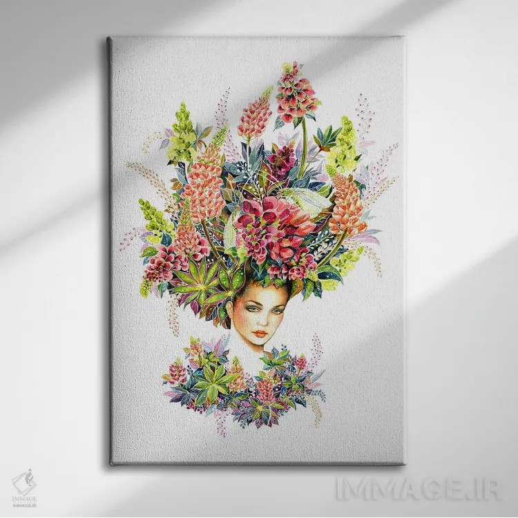 تابلو دکوراتیو پرتره گلدار لوپین اثر سانی گو - نمای روبهرو روی دیوار