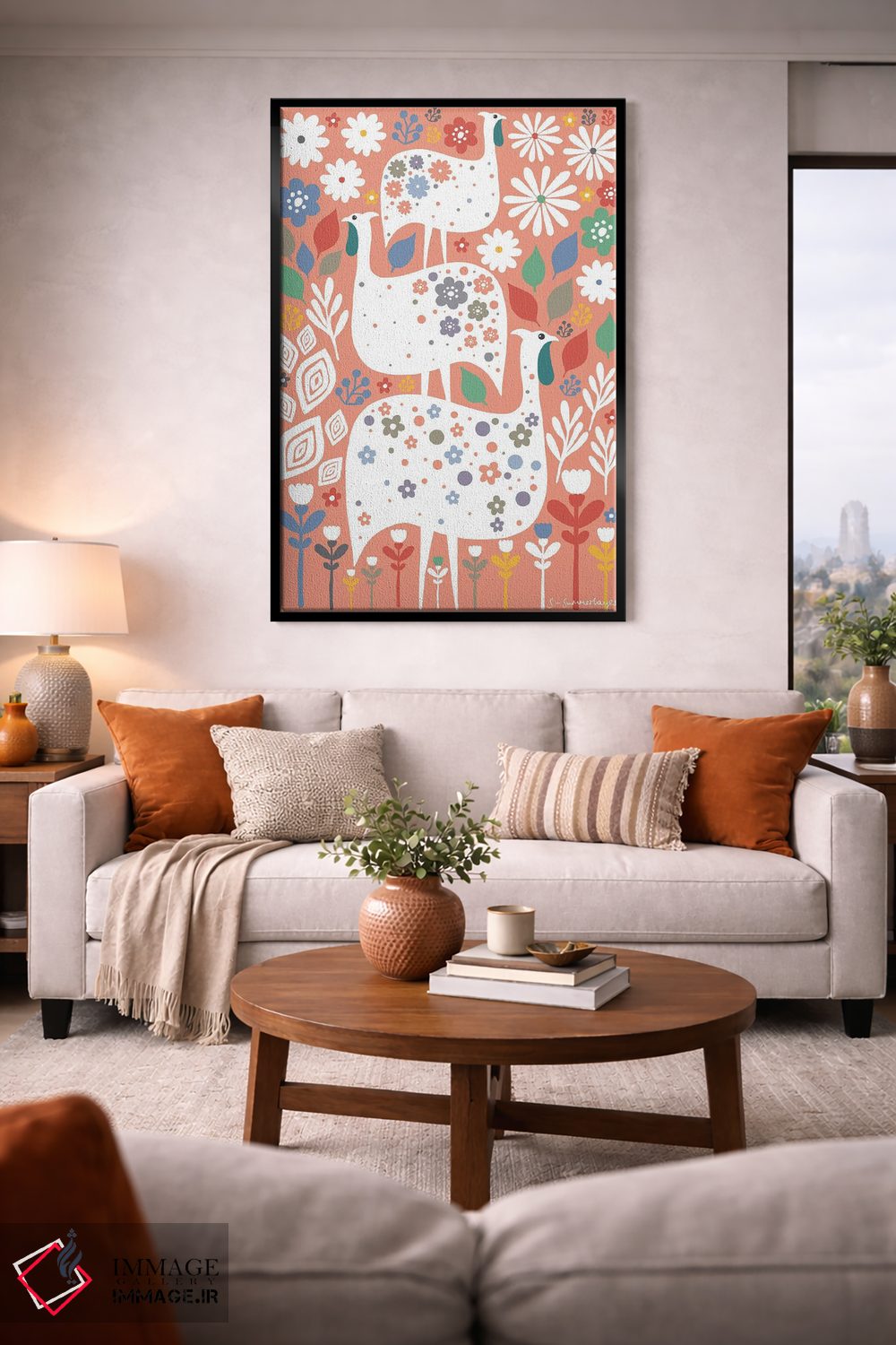 تابلو مینیمال مرغ شاخدار اسکانباوراوی اثر سیان سامرحیز - D2B