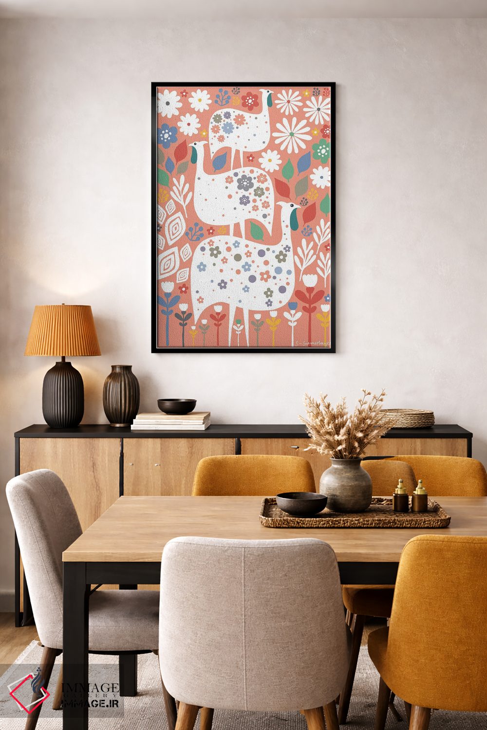 تابلو مینیمال مرغ شاخدار اسکانباوراوی اثر سیان سامرحیز - D5B