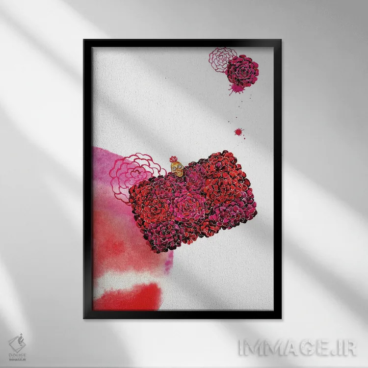 تابلو دکوراتیو کیف جعبه گل الکساندر مک کوئین ۲ اثر سانی گو - نمای قابدار مشکی
