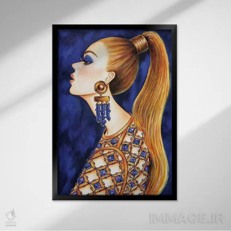 تابلو دکوراتیو دم اسبی قدرتی اثر سانی گو - نمای قابدار مشکی