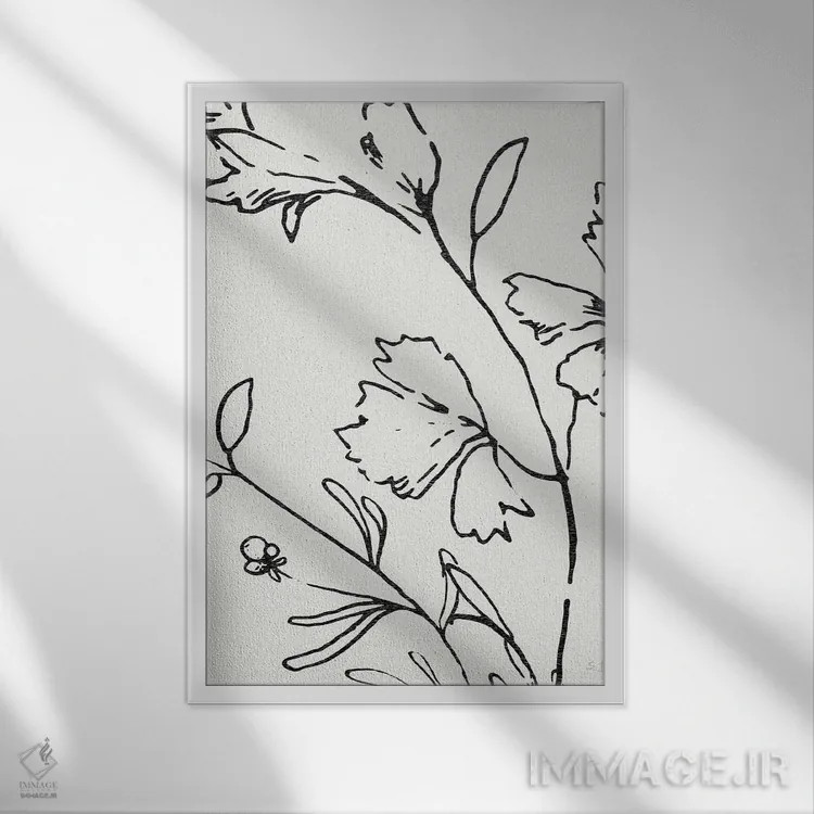 تابلو مینیمال طرح گیاهی دو اثر سوزان جیـل - نمای قابدار سفید